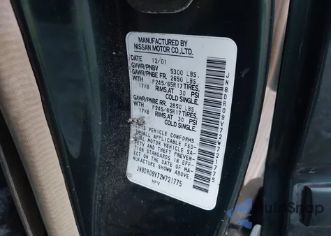 2002 Nissan Pathfinder Le z USA, uszkodzony, nr VIN JN8DR09Y72W721775